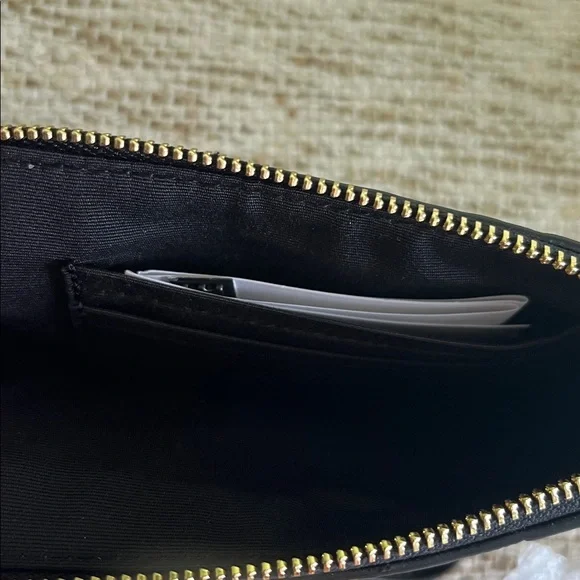 NWT Coach Black Embossed Logo Wristlet with Gold Hardware - Picture 3 of 3